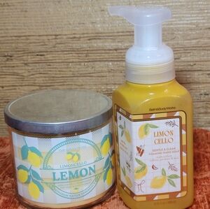Bath & Body Works Lemon 3 Wick Candle & Foaming Hand Soap Bundle Limoncello